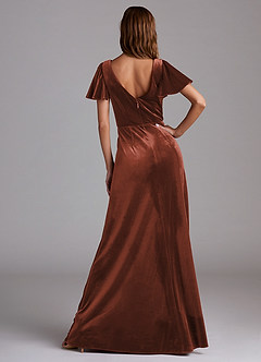 Azazie Soren Bridesmaid Dresses Terracotta A-Line Velvet Dress image6