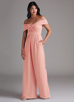 Azazie Lamara Robes de demoiselle d'honneur Combinaison Convertible en Mousseline de soie Épaule décolletée Rosette image4