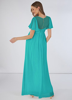Azazie Verna Maternity Bridesmaid Dresses A-Line V-Neck Ruched Chiffon Floor-Length Dress image6