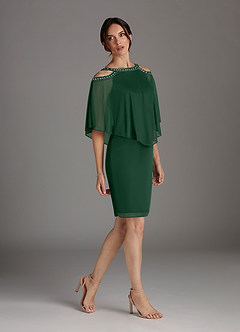 Azazie Junibee Abiti per la Madre della Sposa Abito Tubino in Maglia Lustrini Verde Scuro image3