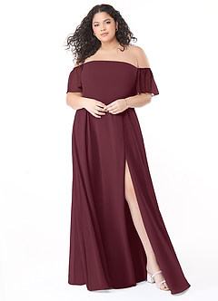 Azazie Sue Jurken voor bruidsmeisjes Converteerbaar Jurk van Chiffon met A-Lijn Off the Shoulder Cabernet image11
