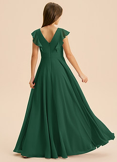 Azazie Anysa Junior Robe Trapèze en Mousseline de soie Rayé Vert Foncé image2