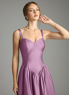 Azazie Evadina Suknie dla druhen Linia A Gorset Satyna elastyczna Do ziemi Sukienka image5