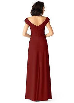 Azazie Evita Bridesmaid Dresses Terracotta A-Line Off the Shoulder Stretch Crepe Dress image2