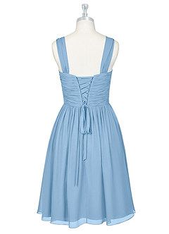 Azazie Angie Bridesmaid Dresses Powder Blue A-Line Corset Chiffon Dress image8