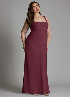 Azazie Agustina Abiti da Damigella Abito Sirena in Chiffon Corsetto Cabernet image13