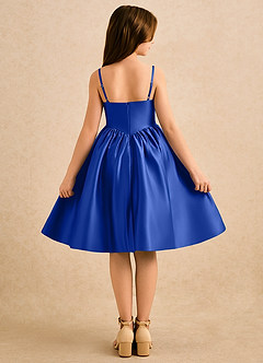 Azazie Shona Girls Formal Schlussverkauf A-Linie Herzausschnitt Matte Satin Kleid Königsblau image4