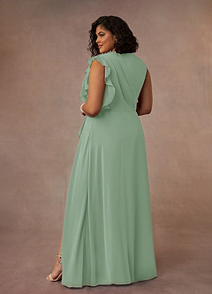 Azazie Narine Mother of the Bride Dresses Agave A-Line High Neckline Pleated Chiffon Dress image17