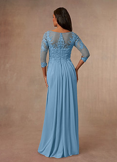 Azazie Calanthe Mother of the Bride Dresses Steel Blue A-Line Scoop Chiffon Dress image3