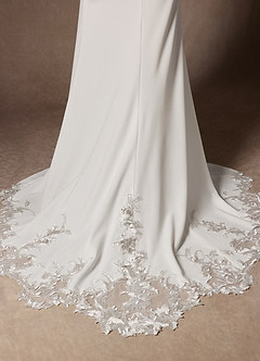 Azazie Annalize Wedding Dresses Diamond White Mermaid Lace Stretch Crepe Dress image13