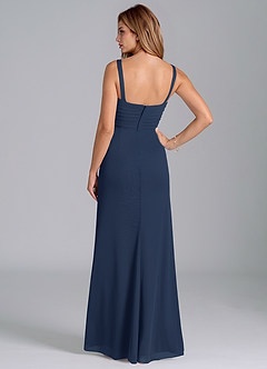 Azazie Micky Brautjungfernkleider A-Linie Herzausschnitt Gittergewebe Kleid Dunkelmarine image6