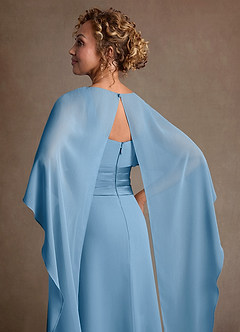 Azazie Marilla 신부의 어머니 드레스 A라인 주름진 쉬폰 플로어 길이 드레스 image7