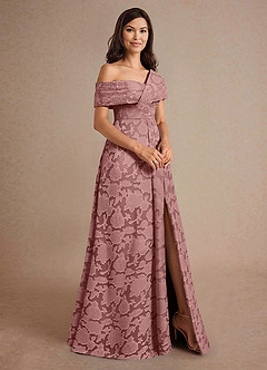 Azazie Milton Mother of the Bride Mekot A-linja Laskostettu Floral Burnout Lattian pituus Pukeutua image3