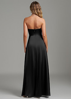 Azazie Niveah Kleider zum Anprobieren zu Hause Wandelbar A-Linie Schulterfrei Stretch-Satin Kleid Schwarz image8