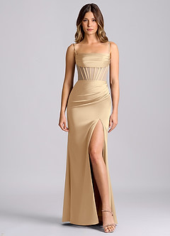 Azazie Alyce 신부 들러리 드레스 인어 오프 더 숄더 스트레치 새틴 바닥 길이 드레스 image5