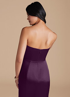 Azazie Aura Bridesmaid Dresses Plum Mermaid Metallic Satin Convertible Dress image4
