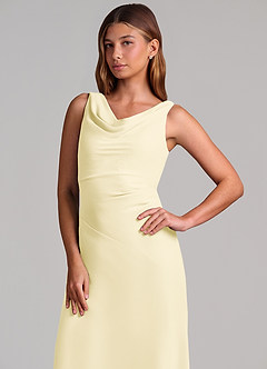 Azazie Nerine Bridesmaid Dresses Lemon Sorbet A-Line Pleated Chiffon Dress image6