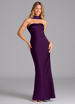 Azazie Lusinda Brudtärnklänningar Klä av Sjöjungfru i Stretch Satin Axelbandslös Druva image3