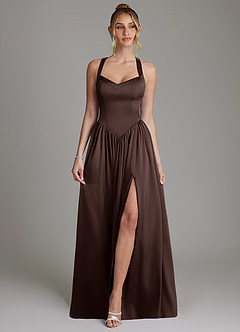 Azazie Francis Bridesmaid Dresses Ganache A-Line Corset Stretch Satin Dress image1