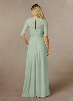 Azazie Raelyn Mother of the Bride Dresses Dusty Sage A-Line Lace Mesh Dress image2