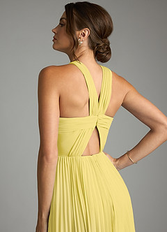 Azazie Afra Bridesmaid Dresses Canary A-Line Pleated Chiffon Dress image6
