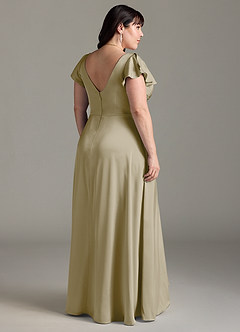 Azazie Omari Bridesmaid Dresses Moss Green A-Line Stretch Satin Dress image8