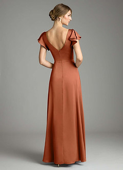 Azazie Omari Bridesmaid Dresses Cedar Rose A-Line Stretch Satin Dress image2