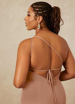 Christian Siriano Bridal for Azazie 1003 Bridesmaid Dresses Champagne Rose Sheath One Shoulder Chiffon Dress image16