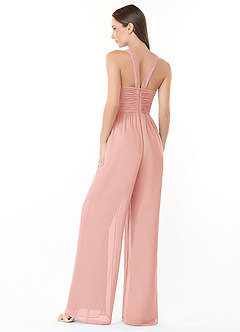 Azazie Berdie Bridesmaid Dresses Rosette Halter Chiffon Jumpsuit image4