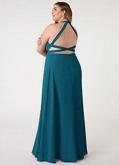 Azazie Clarice Bridesmaid Dresses Ink Blue A-Line Halter Chiffon Dress image12