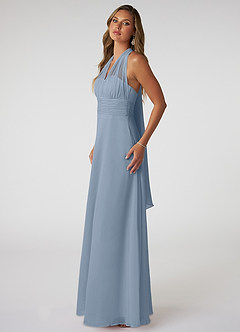 Azazie Fifi Robes de demoiselle d'honneur Robe Trapèze Convertible en Mousseline de soie Sans bretelle Bleu Poussiéreux image5