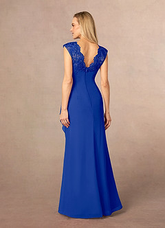 Azazie Gladys Mother of the Bride Dresses Royal Blue A-Line Queen Anne Lace Chiffon Dress image4