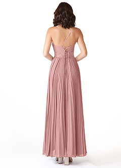 Azazie Devyn Brautjungfernkleider A-Linie Korsett Chiffon Kleid Altrosa image2