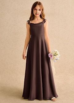 Azazie Puppy Girls Formal Flower Girl Dresses Ganache A-Line Pleated Chiffon Dress image5