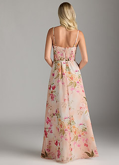 Azazie Holly Final Sale Green Fern Floral A-Line Ruched Chiffon Dress image7