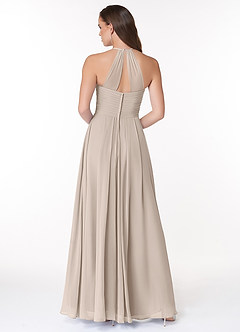 Azazie Ginger Bridesmaid Dresses Frost A-Line Halter Pleated Chiffon Dress image2