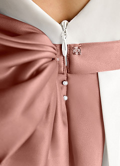 Azazie Cherry Flower Girl Dresses Ivory Cedar Rose Ball-Gown Pleated Matte Satin Dress image6
