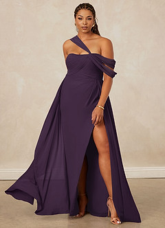 Christian Siriano Bridal for Azazie 1014 Bridesmaid Dresses Plum A-Line Off the Shoulder Chiffon Dress image9
