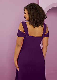 Barbie ♥ Azazie Brautjungfernkleider A-Linie Schulterfrei Chiffon Kleid Traube image13