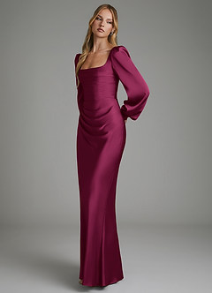 Azazie Brianna Brautjungfernkleider Meerjungfrau-Linie Korsett Stretch-Satin Kleid Rote Pflaume image6