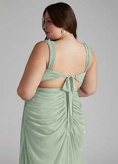 Azazie Jesaphine Bridesmaid Dresses Dusty Sage Sheath Ruched Mesh Dress image7