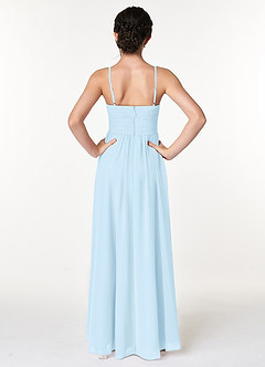 Azazie Catalina Junior Sky Blue A-Line Ruched Chiffon Dress image2