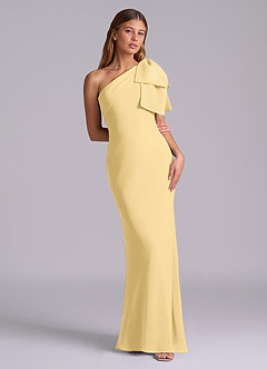 Azazie Yuanna Bridesmaid Dresses Butter Mermaid One Shoulder Chiffon Dress image3