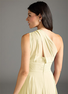 Azazie Charlize Brautjungfernkleider A-Linie One-Shoulder Chiffon Kleid Zitronensorbet image6
