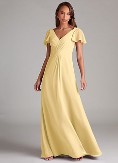 Azazie Soren Bridesmaid Dresses Butter A-Line Ruched Chiffon Dress image3