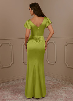 Azazie Roya Mère de la mariée Robes Robe Sirène en Satin extensible Col en V Plissé Citronnelle image4