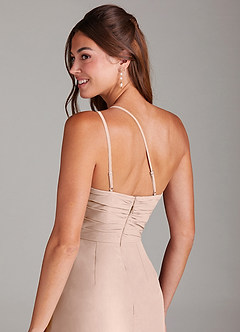 Azazie Eren Jurken voor bruidsmeisjes Jurk van Chiffon met Kolom One-shoulder Engelse Roos image3