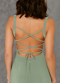 Azazie Nikki Bridesmaid Dresses Agave Sheath Corset Luxe Knit Dress image6