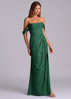 Azazie Johana Bridesmaid Dresses Dark Green Mermaid Off the Shoulder Floral Burnout Convertible Dress image5