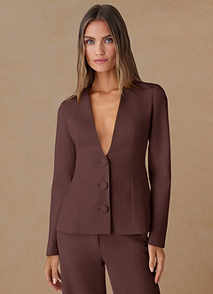 front Elara Expresado Blazer a medida de tejido refinado